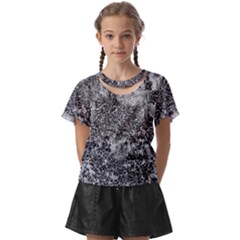 Grey And White Grunge Camouflage Abstract Print Kids  Front Cut Tee by dflcprintsclothing