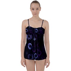 Purple Circles  Babydoll Tankini Set