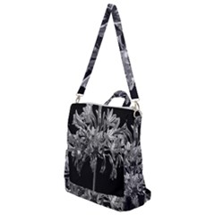 Black And White Lilies Botany Motif Print Crossbody Backpack by dflcprintsclothing