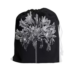 Black And White Lilies Botany Motif Print Drawstring Pouch (2xl) by dflcprintsclothing