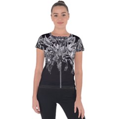 Black And White Lilies Botany Motif Print Short Sleeve Sports Top  by dflcprintsclothing