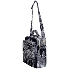 Black And White Lilies Botany Motif Print Crossbody Day Bag by dflcprintsclothing