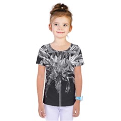 Black And White Lilies Botany Motif Print Kids  One Piece Tee