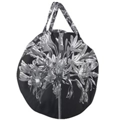 Black And White Lilies Botany Motif Print Giant Round Zipper Tote by dflcprintsclothing