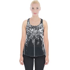 Black And White Lilies Botany Motif Print Piece Up Tank Top