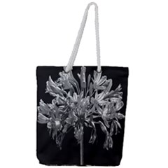 Black And White Lilies Botany Motif Print Full Print Rope Handle Tote (large) by dflcprintsclothing