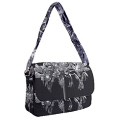 Black And White Lilies Botany Motif Print Courier Bag by dflcprintsclothing