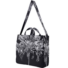 Black And White Lilies Botany Motif Print Square Shoulder Tote Bag by dflcprintsclothing