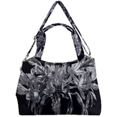 Black And White Lilies Botany Motif Print Double Compartment Shoulder Bag by dflcprintsclothing