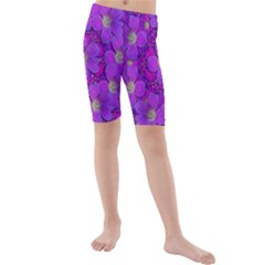 Fantasy Flowers In Paradise Calm Style Kids  Mid Length Swim Shorts by pepitasart