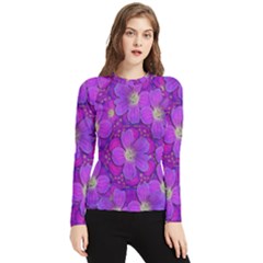 Fantasy Flowers In Paradise Calm Style Women s Long Sleeve Rash Guard by pepitasart