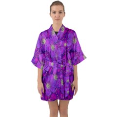 Fantasy Flowers In Paradise Calm Style Half Sleeve Satin Kimono  by pepitasart