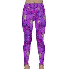 Fantasy Flowers In Paradise Calm Style Lightweight Velour Classic Yoga Leggings by pepitasart