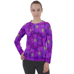 Fantasy Flowers In Paradise Calm Style Women s Long Sleeve Raglan Tee