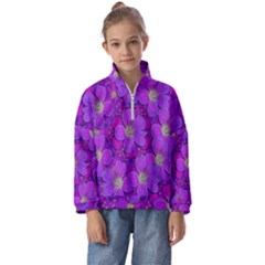 Fantasy Flowers In Paradise Calm Style Kids  Half Zip Hoodie by pepitasart