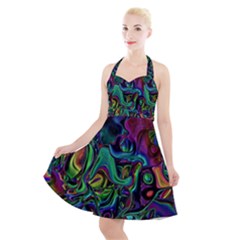 Brain Melt Halter Party Swing Dress  by MRNStudios