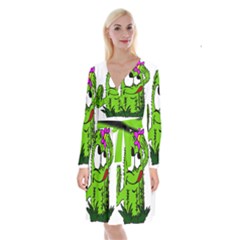 Cactus Long Sleeve Velvet Front Wrap Dress by IIPhotographyAndDesigns