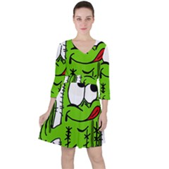 Cactus Quarter Sleeve Ruffle Waist Dress by IIPhotographyAndDesigns