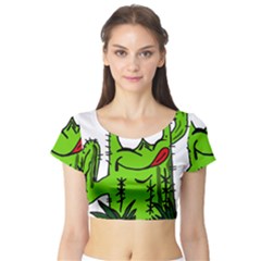 Cactus Short Sleeve Crop Top by IIPhotographyAndDesigns