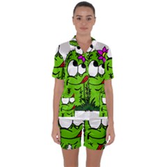 Cactus Satin Short Sleeve Pajamas Set by IIPhotographyAndDesigns