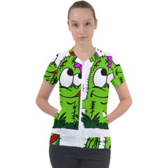 Cactus Short Sleeve Zip Up Jacket by IIPhotographyAndDesigns