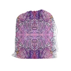 Biro On Pink Symmetry Drawstring Pouch (xl) by kaleidomarblingart