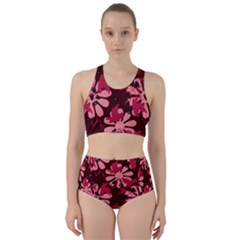 Folk Flowers Art Pattern  Racer Back Bikini Set by Eskimos