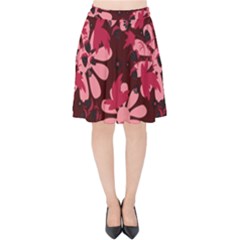 Folk Flowers Art Pattern  Velvet High Waist Skirt by Eskimos