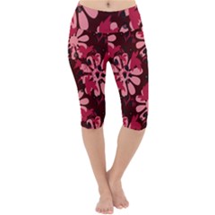 Folk Flowers Art Pattern  Lightweight Velour Cropped Yoga Leggings by Eskimos