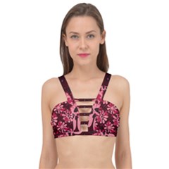 Folk Flowers Art Pattern  Cage Up Bikini Top by Eskimos