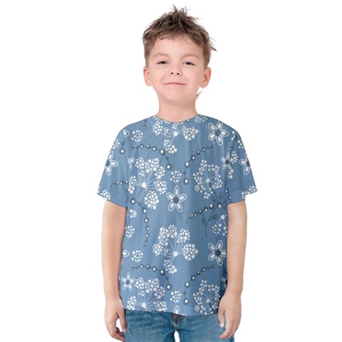 Folk Flowers Art Pattern  Kids  Cotton Tee by Eskimos