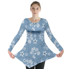 Folk Flowers Art Pattern  Long Sleeve Tunic  by Eskimos