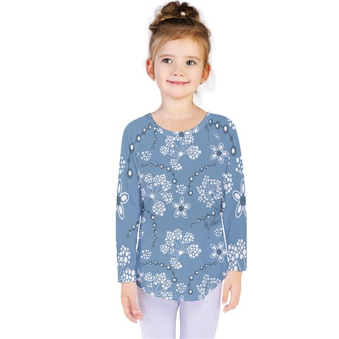 Folk Flowers Art Pattern  Kids  Long Sleeve Tee by Eskimos