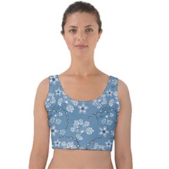 Folk Flowers Art Pattern  Velvet Crop Top