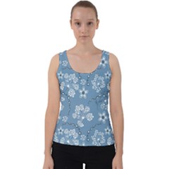 Folk Flowers Art Pattern  Velvet Tank Top