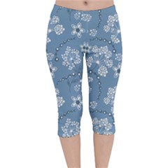 Folk Flowers Art Pattern  Velvet Capri Leggings  by Eskimos