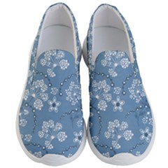 Folk Flowers Art Pattern  Men s Lightweight Slip Ons