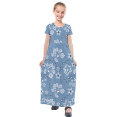 Folk Flowers Art Pattern  Kids  Short Sleeve Maxi Dress