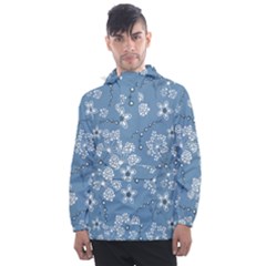 Folk Flowers Art Pattern  Men s Front Pocket Pullover Windbreaker by Eskimos