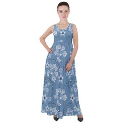 Folk Flowers Art Pattern  Empire Waist Velour Maxi Dress