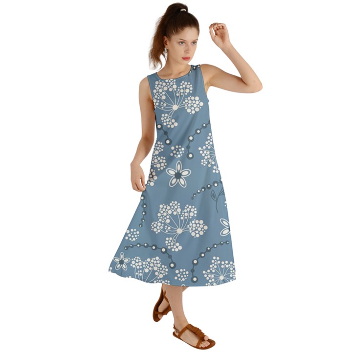 Folk flowers art pattern  Summer Maxi Dress