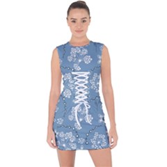 Folk Flowers Art Pattern  Lace Up Front Bodycon Dress by Eskimos