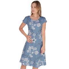 Folk Flowers Art Pattern  Classic Short Sleeve Dress by Eskimos