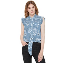 Folk Flowers Art Pattern  Frill Detail Shirt