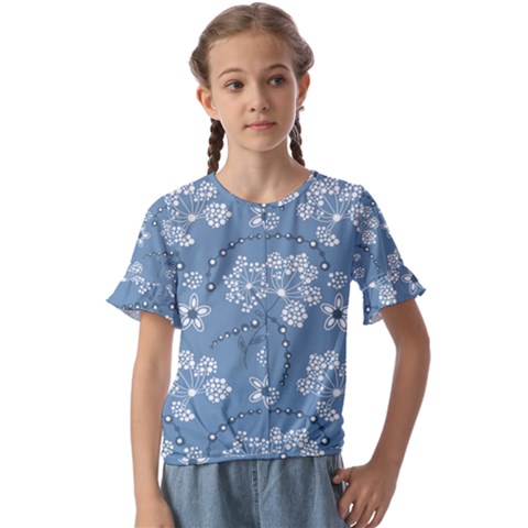 Folk Flowers Art Pattern  Kids  Cuff Sleeve Scrunch Bottom Tee by Eskimos