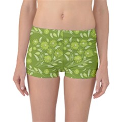 Folk Flowers Art Pattern  Reversible Boyleg Bikini Bottoms by Eskimos