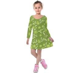 Folk Flowers Art Pattern  Kids  Long Sleeve Velvet Dress by Eskimos