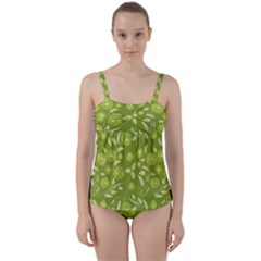 Folk Flowers Art Pattern  Twist Front Tankini Set by Eskimos