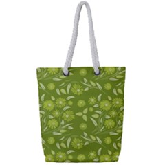 Folk Flowers Art Pattern  Full Print Rope Handle Tote (small) by Eskimos