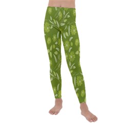 Folk Flowers Art Pattern  Kids  Lightweight Velour Leggings